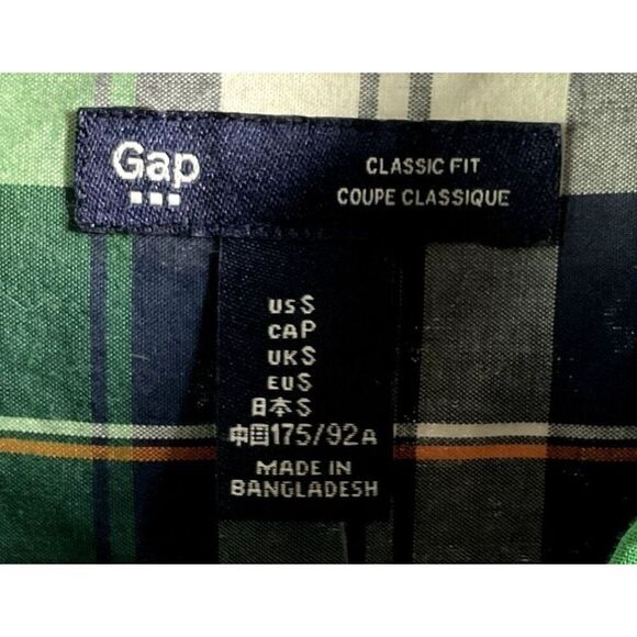 GAP Factory Classic Fit Button-down, size Men's Small, Navy blue/Green/White - Picture 5 of 9